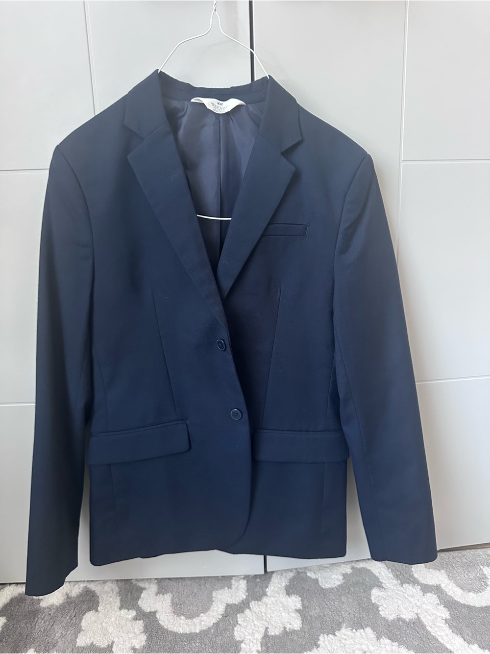 H&M Navy Blue Men's Blazer - Two-Button Tailored Jacket